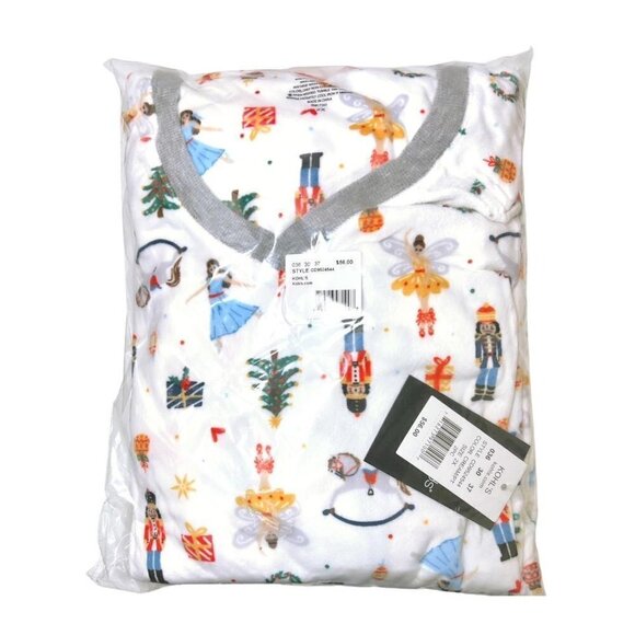 Cuddl Duds Womens Cream Nutcracker Velour V Neck Pajamas 2 Pc Set Plus Sz 2X New - Picture 4 of 8